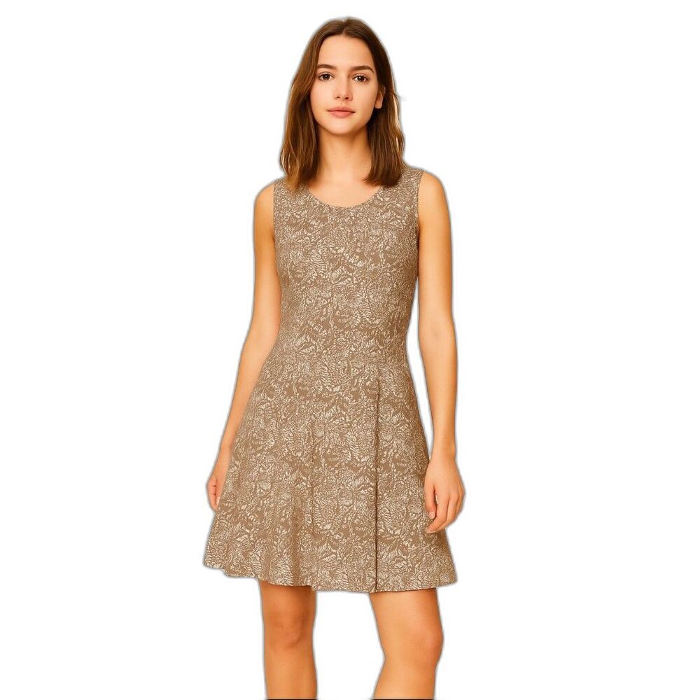 Loft lace printed NWT dress SIZE 0 NEUTRAL TAN